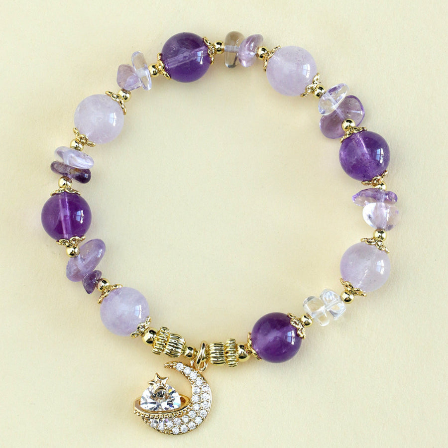 Moon & Star Charm Gemstone Bracelets – Crystal-Embedded Elegance Collection