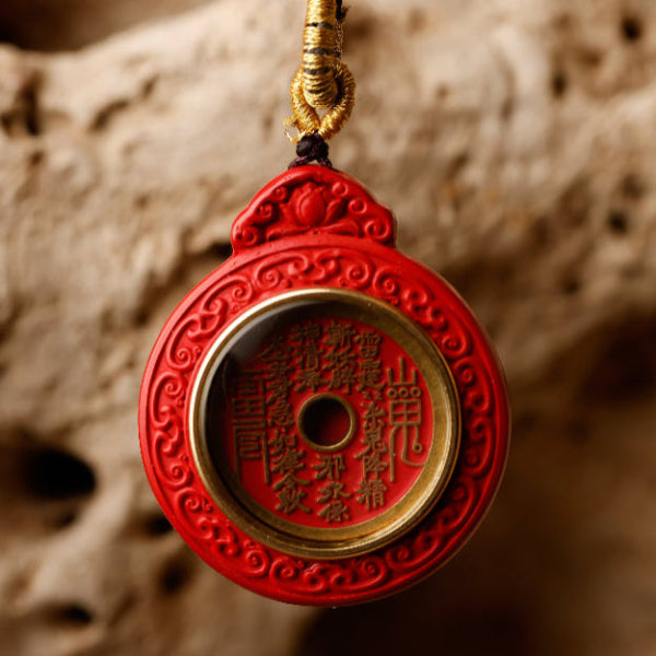 Mountain Spirit Coin Cinnabar Charm (Ancient Wealth Talisman)