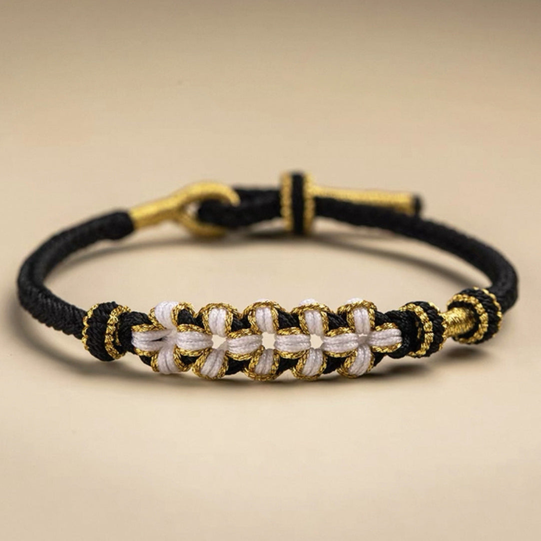 Peach Blossom Weave Bracelet – Hand-Braided, Bead-Through Design (4 Color)