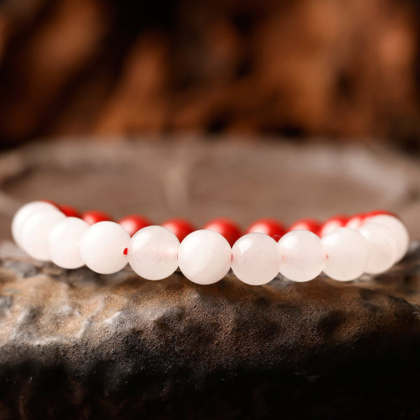 Clear Quartz & Cinnabar Harmony Bracelet – Yin Yang Energy Balance Beads