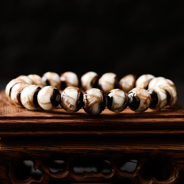 Wisdom White Ash-Glass Bead Bracelet