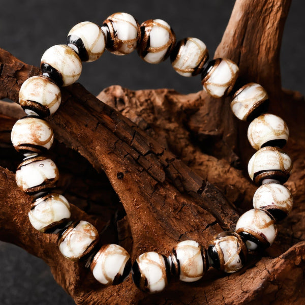 Wisdom White Ash-Glass Bead Bracelet