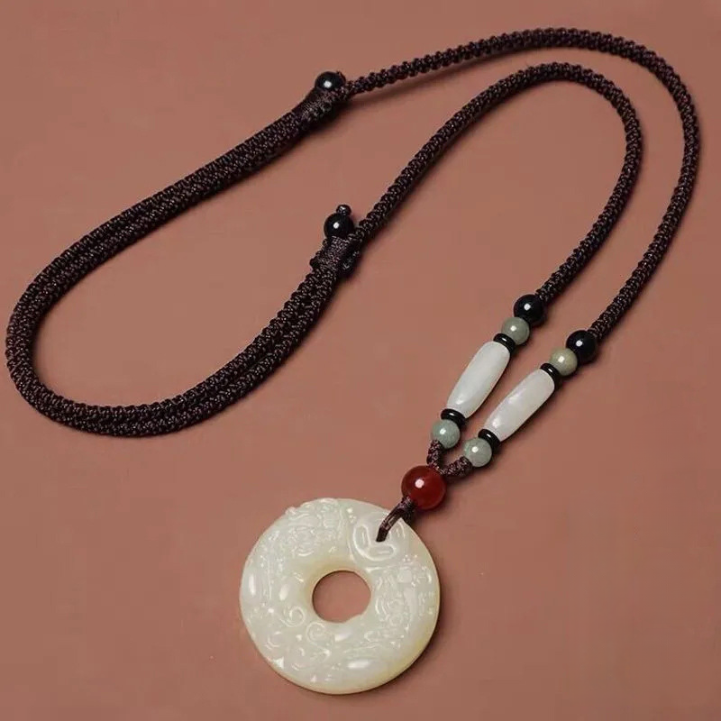 Jade-Look Pixiu Pendant – Double-Sided Carving (Green or White)