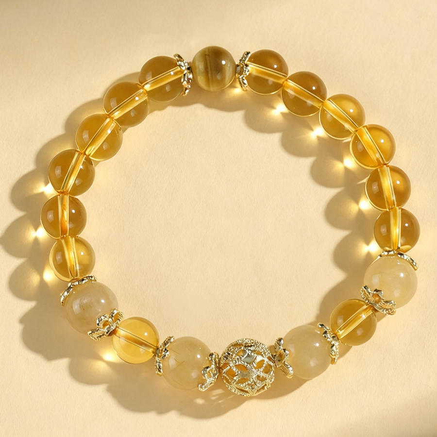 Golden Quartz Fortune Orb Bracelet – Radiant Prosperity Talisman