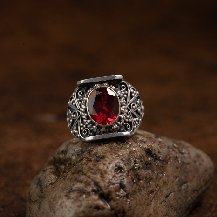 Red Topaz 925 Sterling Silver Ring – Courage & Prosperity