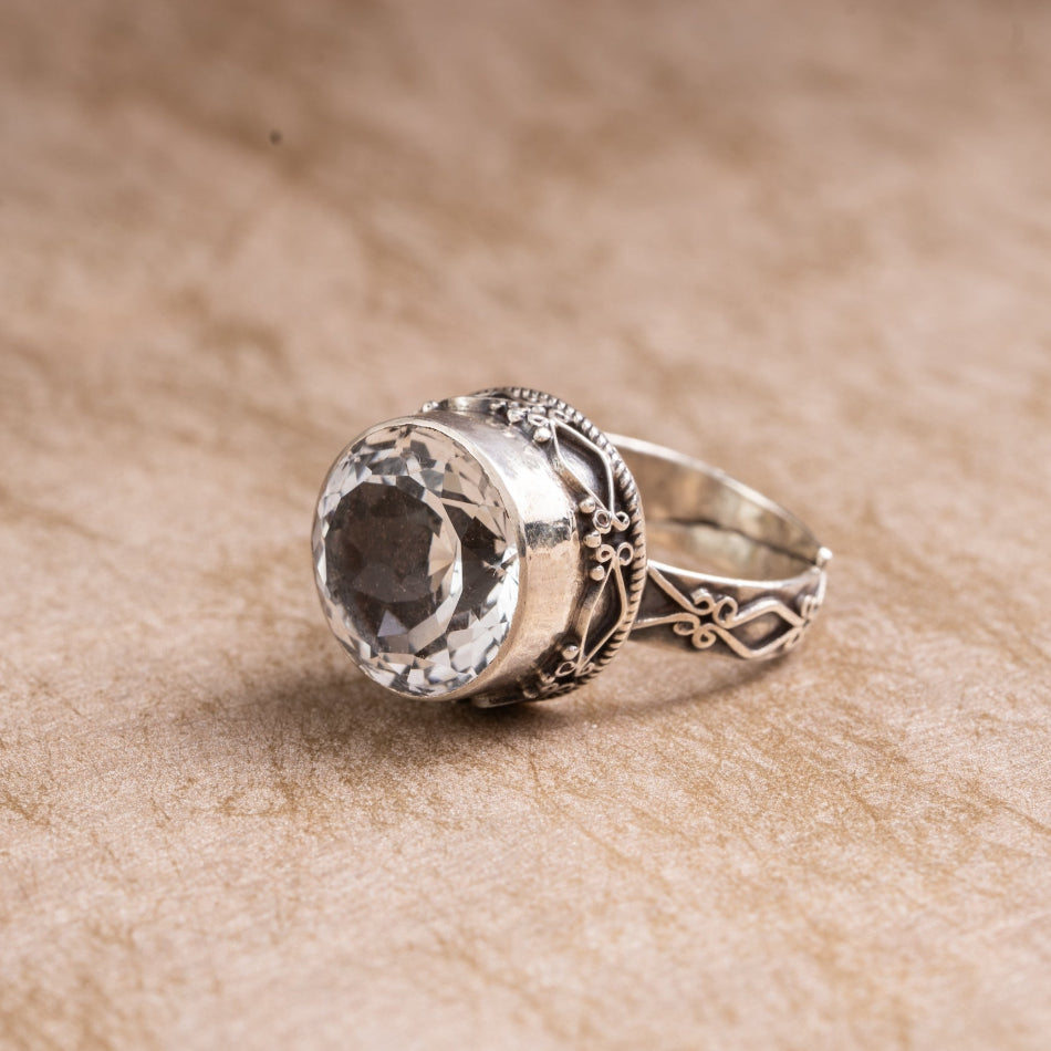 White Crystal 925 Sterling Silver Ring – Clarity & Light