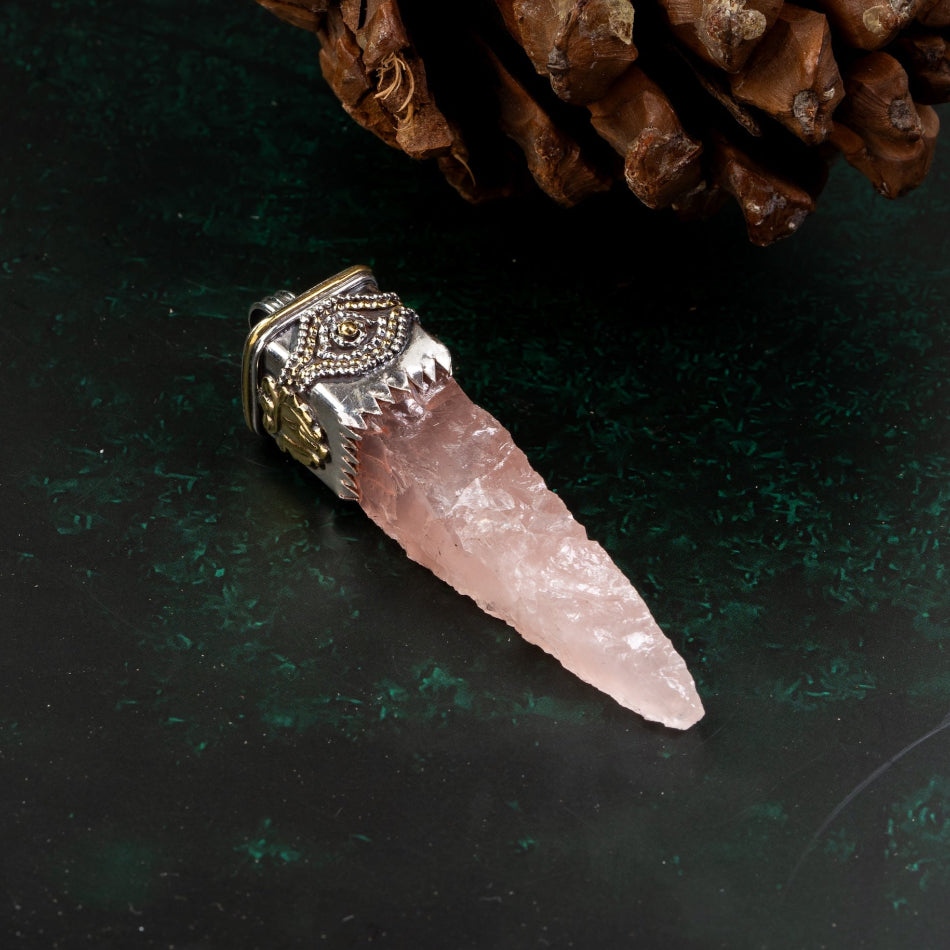 Raw Rose Quartz Crystal Pendant – Love & Heart Healing