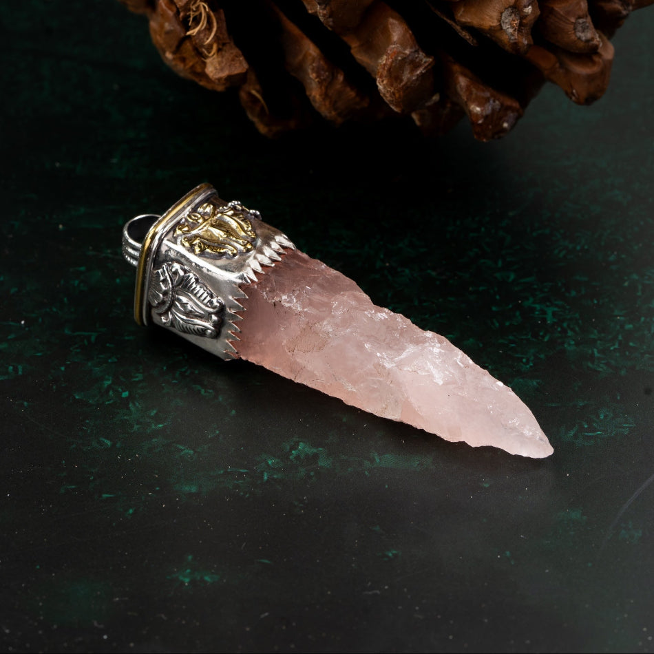 Raw Rose Quartz Crystal Pendant – Love & Heart Healing