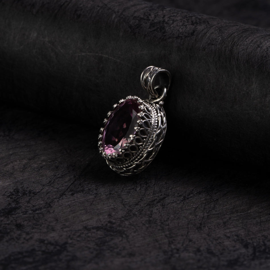 Pink Topaz Woven Halo Silver Pendant – Love & Harmony