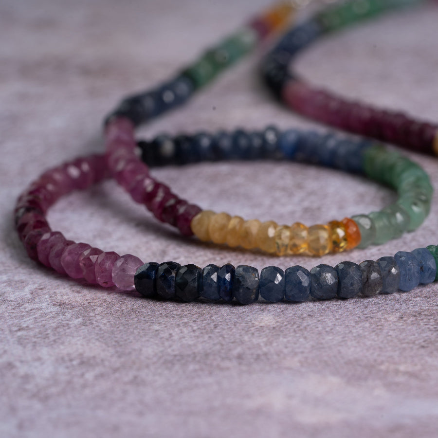 Emerald, Ruby & Sapphire Gemstone Necklace – Balance & Radiance