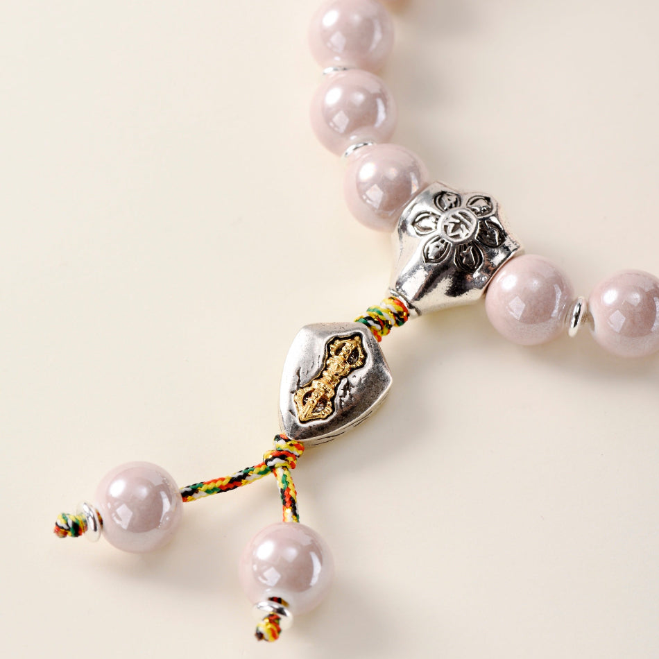 Pearlescent Ceramic Bead Bracelet (Dusky Pink, 10 mm) – Peace & Harmony