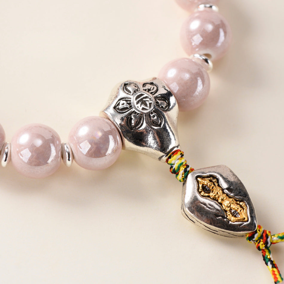 Pearlescent Ceramic Bead Bracelet (Dusky Pink, 10 mm) – Peace & Harmony