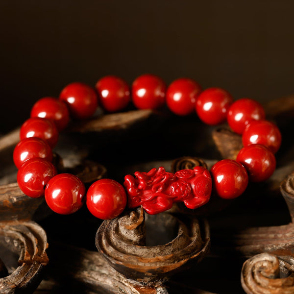 Cinnabar Pixiu Fortune Bracelet – Wealth & Protection Amulet